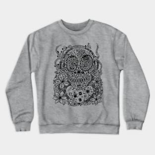 Skull DJ Heart Floral Doodle Crewneck Sweatshirt